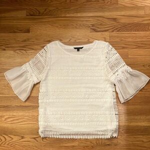 Banana Republic white Blouse with Flutter Sleeves -Small